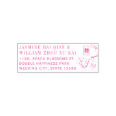 Perzik/Pruim Bloesems Dubbel Geluk Aziatisch Bruil Zelfinktende Stempel (Design)