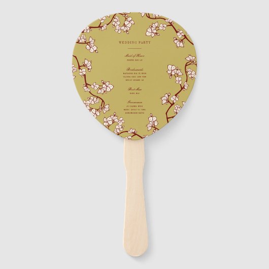 Perzik/pruimenbloesems Dubbel XI Huwelijksprogramm Handwaaier (Achterkant)