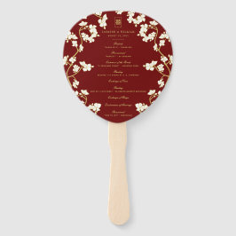 Perzik/pruimenbloesems Dubbel XI Huwelijksprogramm Handwaaier