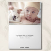 Perzik Retro Art Deco Aangepaste Foto Baby Shower  Bedankkaart