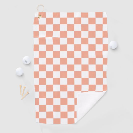 Perzik Retro Checkerboard Golfhanddoek (Insitu)