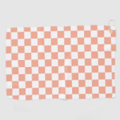 Perzik Retro Checkerboard Golfhanddoek (Horizontaal)