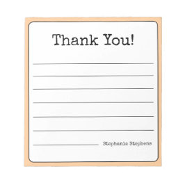 Perzik Retro Dank Je Wel Jouw Naam Linen Notitieblok