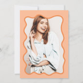 Perzik retro golvende lijst foto afstuderen kaart (Achterkant)