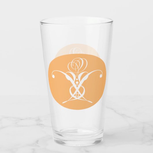 Perzik Retro wit bloeiend Roos Glas (Achterkant)