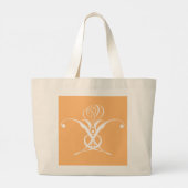Perzik Retro wit bloeiend Roos Grote Tote Bag (Achterkant)
