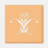 Perzik Retro wit bloeiend Roos Magneet (Voorkant)