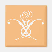 Perzik Retro wit bloeiend Roos Magneet (Voorkant)