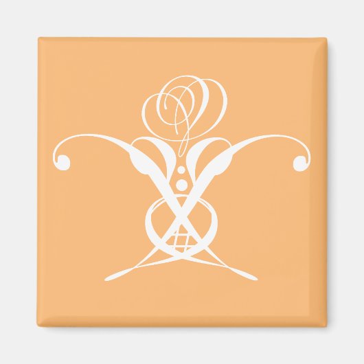 Perzik Retro wit bloeiend Roos Magneet (Voorkant)