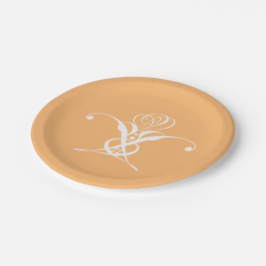 Perzik Retro wit bloeiend Roos Papieren Bordje (Gekanteld)