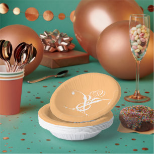 Perzik Retro wit bloeiend Roos Papieren Kommen