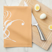 Perzik Retro wit bloeiend Roos Theedoek (Quarter Fold)