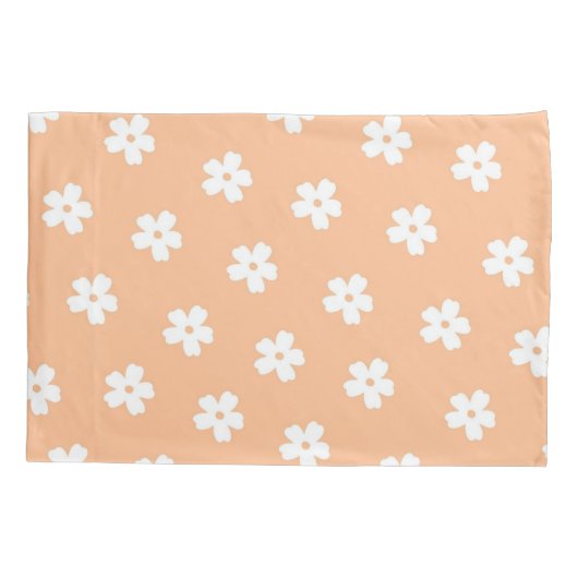 Perzik Retro Y2K Speelse Pastelbloem Patroon Kussensloop (Achterkant)