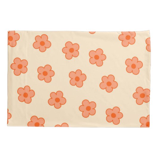 Perzik Retro Y2K Speelse Pastelbloesem Bloemen Kussensloop (Achterkant)