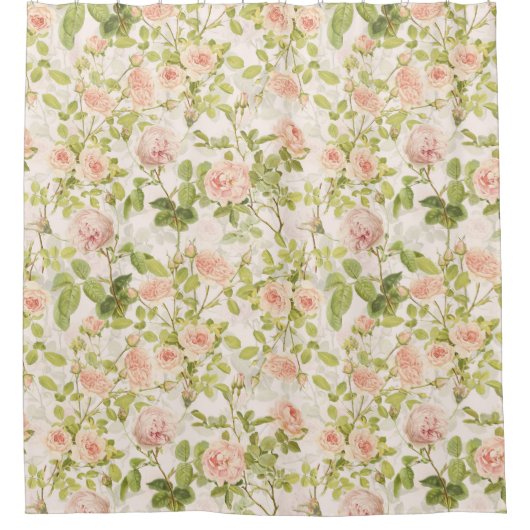  perzik Rococo Rozen Luxe Tuin 1 Douchegordijn (Voorkant)