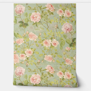  perzik Rococo Rozen Luxe Tuin Behang