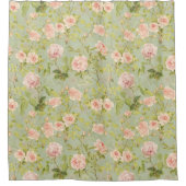  perzik Rococo Rozen Luxe Tuin Douchegordijn (Voorkant)