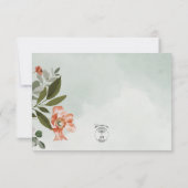 Perzik & Roest Bloemen op Groene Bruiloft Save The Date (Achterkant)