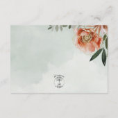 Perzik & Roest Bloemen op Groene Details Bruiloft Informatiekaartje (Achterkant)