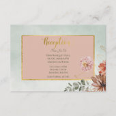 Perzik & Roest Bloemen op Groene Details Informatiekaartje (Voorkant)