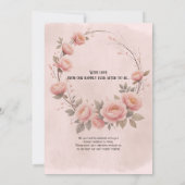 Perzik Romantische Bloemengeheime Tuin Save the Da Date (Achterkant)
