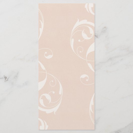 Perzik & romig wit Bloemen werveling bruiloft Menu (Achterkant)