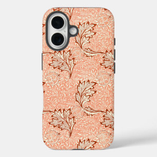 Perzik Rood Bloemmotief Botanisch Patroon Morris W iPhone 16 Hoesje
