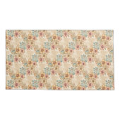 Perzik, Roos, Blauw Bloemrooster Kussensloop (Achterkant)