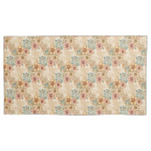 Perzik, Roos, Blauw Bloemrooster Kussensloop (Voorkant)