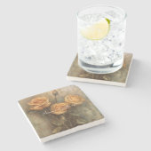 Perzik Roos Bloemachtige Bruidsdouche Trouwfeest Stenen Onderzetter (Zijkant)