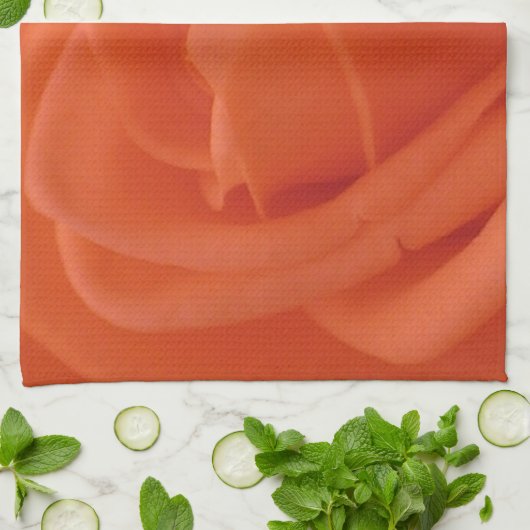 Perzik Roos Bloemen Afbeelding Keuken Theedoek (Gevouwen)