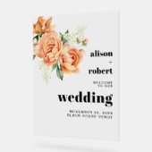 Perzik roos bloemen bloemenbruiloft WELKOM Acryl Bord (Hoek)