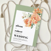 Perzik roos bloemen bloemensalie groen bruiloft kaart