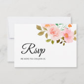 Perzik Roos Bloemen Bruiloft RSVP Kaart (Achterkant)