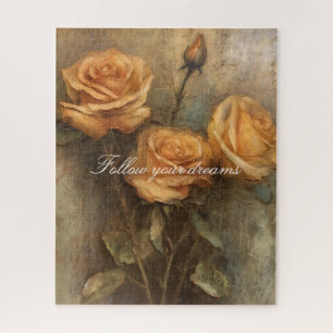 Perzik Roos Bloemen Romantisch Legpuzzel
