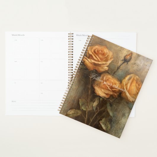 Perzik Roos Bloemen Romantisch Planner (Display)