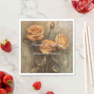 Perzik Roos Bloemen Romantische bruiloft Servet