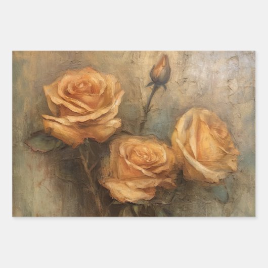 Perzik Roos Bloemen Vrijgezellenfeest bruiloft Inpakpapier Vel (Voorkant)