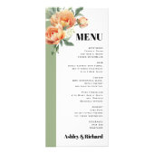 Perzik roos bloemensalie bloemenbruiloft menukaart reclamekaart (Voorkant)