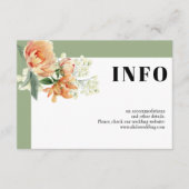 Perzik roos bloemensalie groen bloemenbruiloft informatiekaartje (Voorkant)