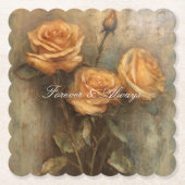 Perzik Roos Bloemige Bruiloft Bruidsmeisjesfeest Kartonnen Onderzetters (Voorkant)