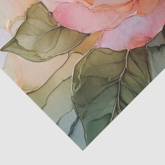 Perzik Roos Bloemige Bruiloft Brunch Tissuepapier (Detail)