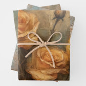 Perzik Roos Bloemige Bruiloft Inpakpapier Vel (In situ)