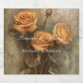 Perzik Roos Bloemige Romantische Trouwdag Sparkling Wijnetiket (Enkel label)