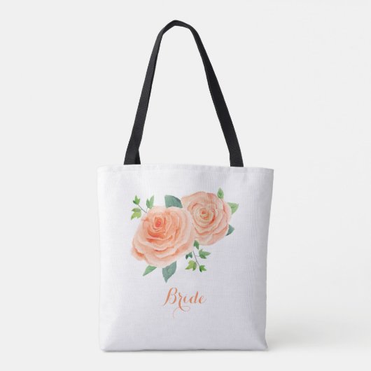 Perzik Roos Bridal Tote Bag (Achterkant)
