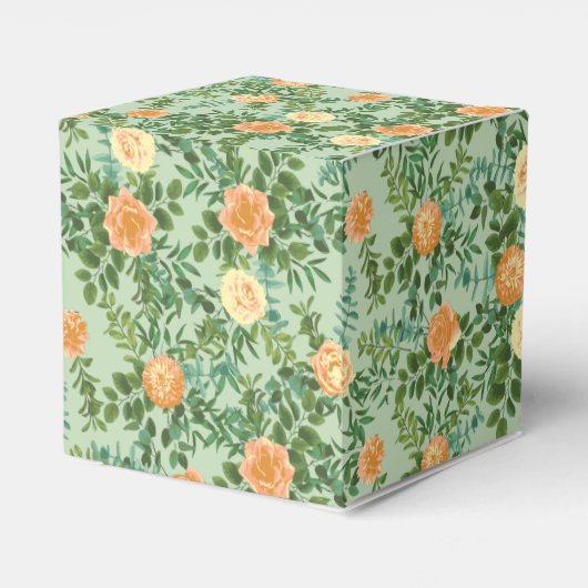 perzik Roos bruiloft groen Bedankdoosjes (Achterkant)