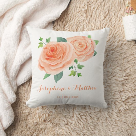 Perzik Roos bruiloft Kussen (Deken)