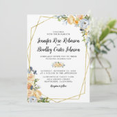 Perzik Roos Distel Bloem Bruiloft Kaart (Staand voorkant)