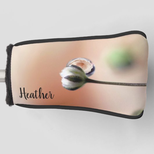 Perzik Roos Droplet Gepersonaliseerde Golf Head Ho Golfheadcover (Voorkant)