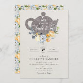 Perzik Roos en Thistle Floral Bridal Tea Kaart (Voorkant / Achterkant)